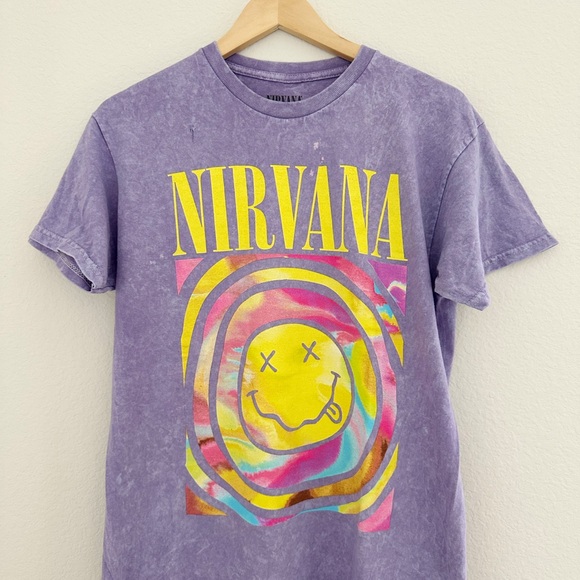 NEW Nirvana Purple Smiley Graphic Tee - Picture 4 of 6